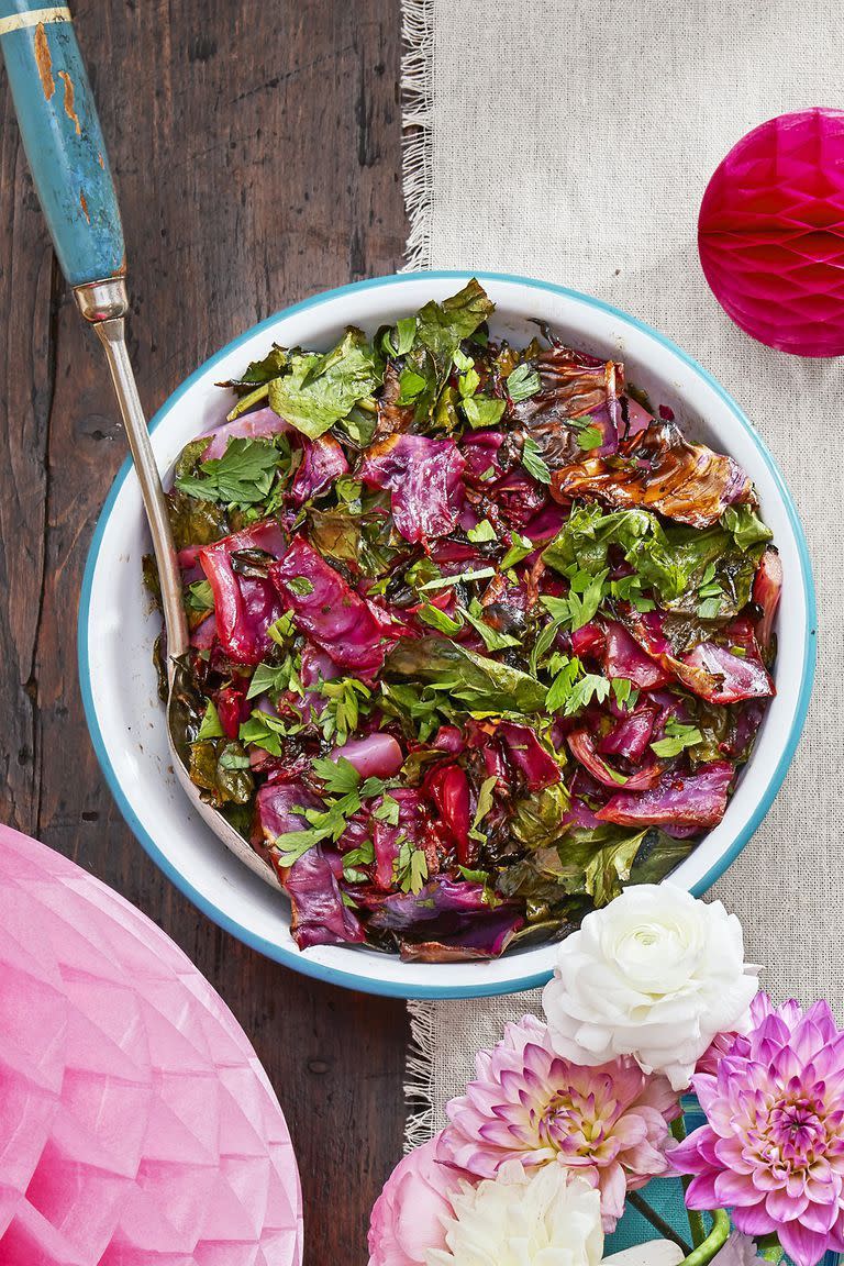 Roasted Red Cabbage-and-Collard Green Slaw