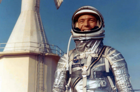 Original NASA astronaut Scott Carpenter, as seen in 1962 wearing his Mercury spacesuit, died Oct. 10, 2013.