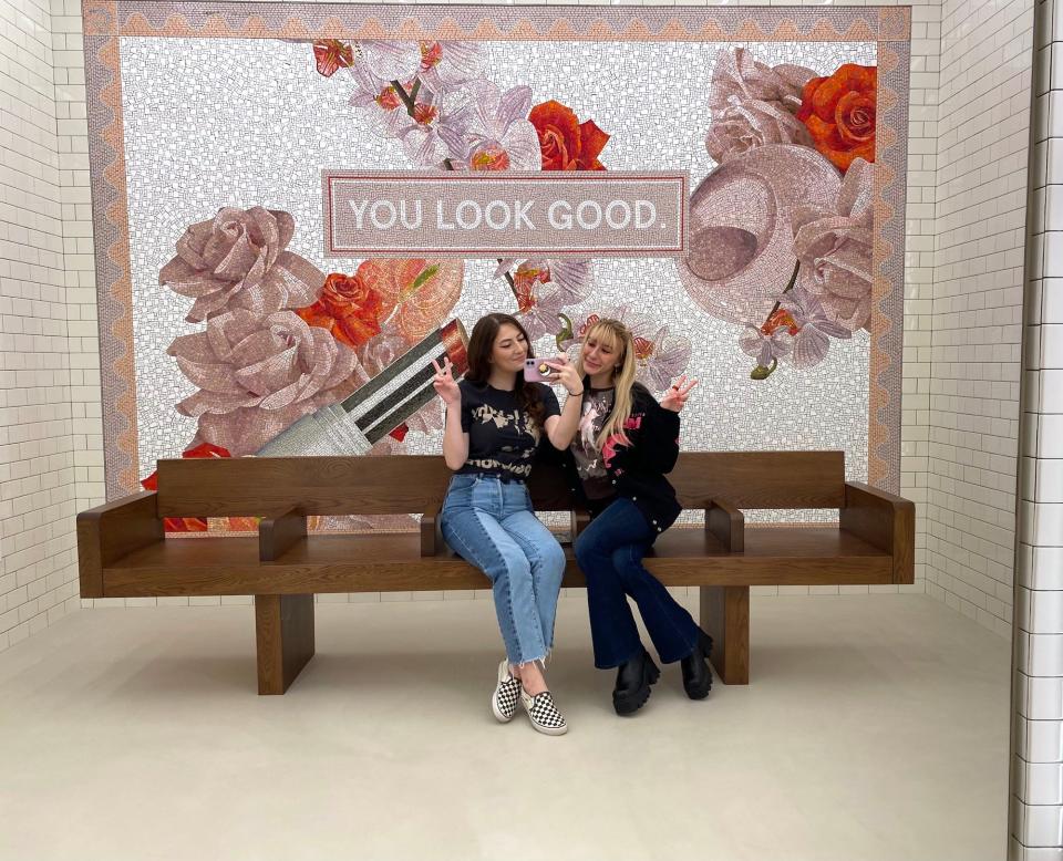 Amanda Krause and Elizabeth Morales at the Glossier flagship store.