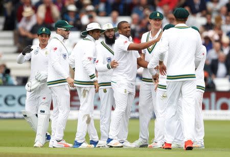 Cricket - England vs South Africa - Second Test - Nottingham, Britain - July 15, 2017 South Africa's Vernon Philander celebrates bowling England's Gary Ballance Action Images via Reuters/Carl Recine