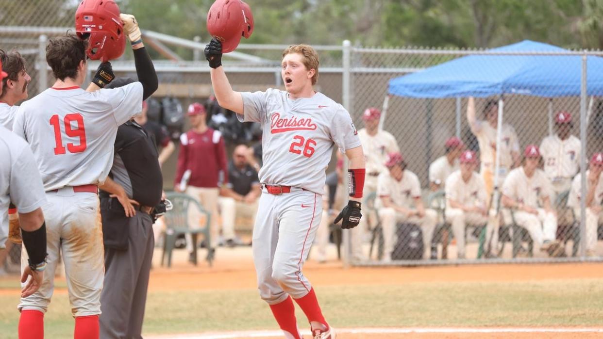 In the final day of the Snowbird Baseball Classic in Port Charlotte, Florida, Denison University played a marathon of a baseball game, beating Arcadia 25-23 in 10 innings that ended 24 hours after the game began Monday.