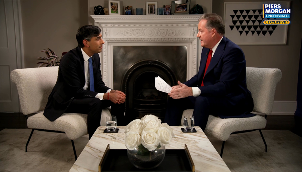 Piers Morgan with Rishi Sunak (PA)