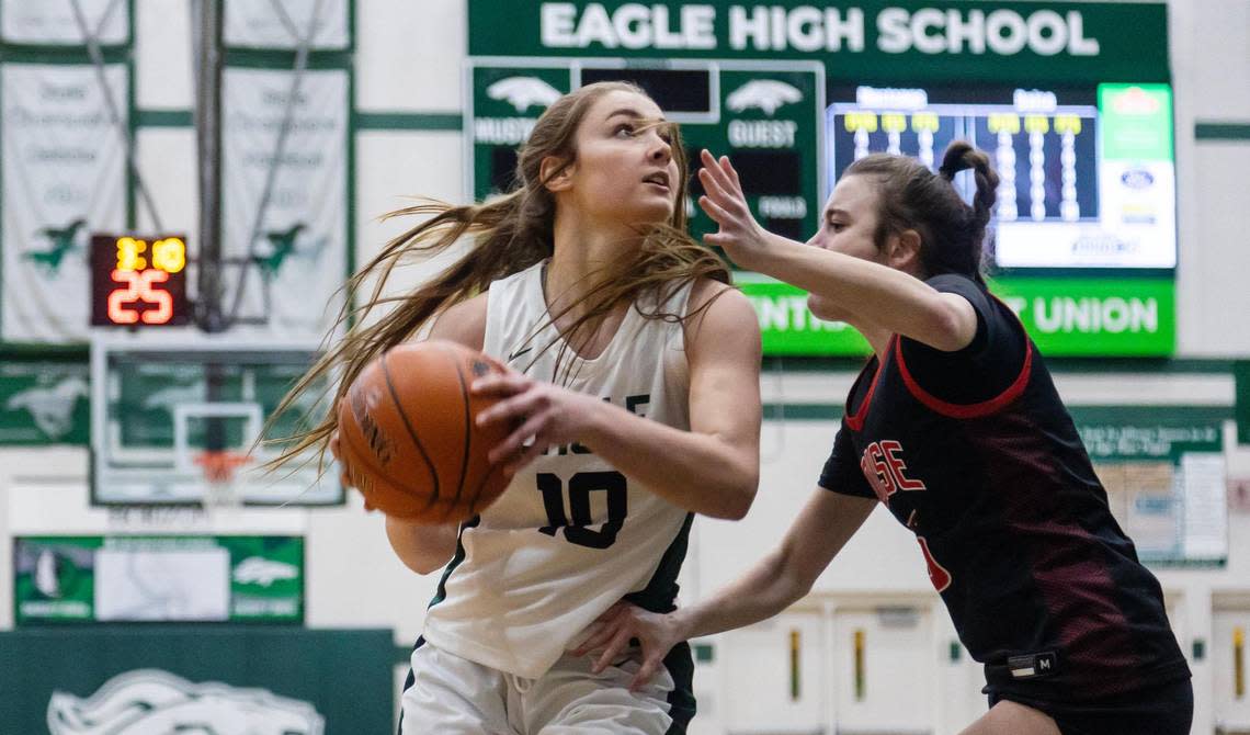 Eagle senior Kaylee Vieira scores against Boise on Jan. 14.