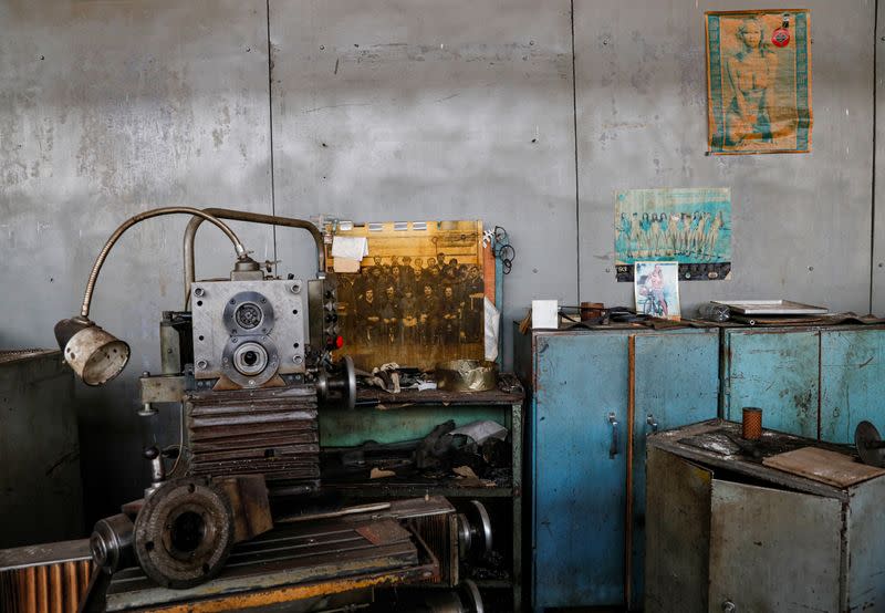 A view shows old equipment at the disused Burevisnyk state-run military plant in Kiev