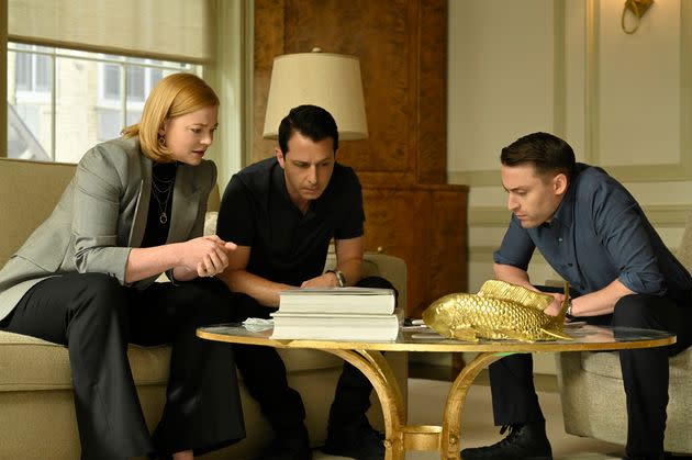 Sarah Snook, Jeremy Strong (center) and Kieran Culkin in Season 4, Episode 4 of “Succession.”
