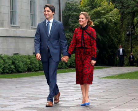 Canada's PM Justin Trudeau and his wife Sophie Gregoire Trudeau arrive at Rideau Hall in Ottawa