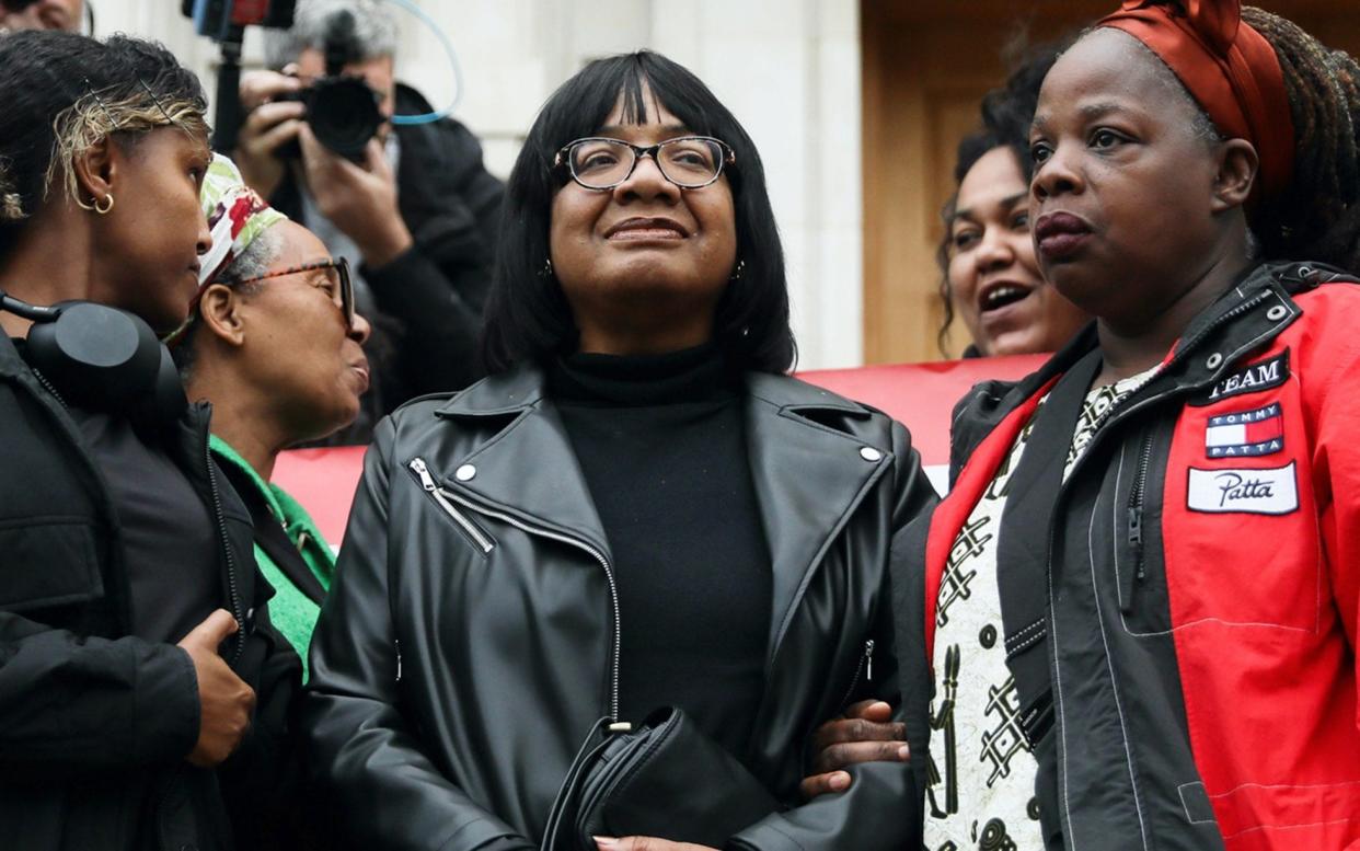 Diane Abbott outside Hackney Town Hall