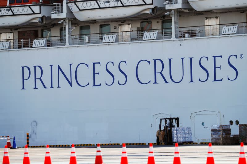 Cruise ship Diamond Princess at Daikoku Pier Cruise Terminal in Yokohama