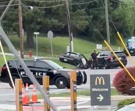A screenshot from a video obtained by the New Jersey Herald shows the aftermath of a May 27 crash on Route 23 in Franklin Borough, showing a collision between a Honda Prelude and a borough patrol vehicle.