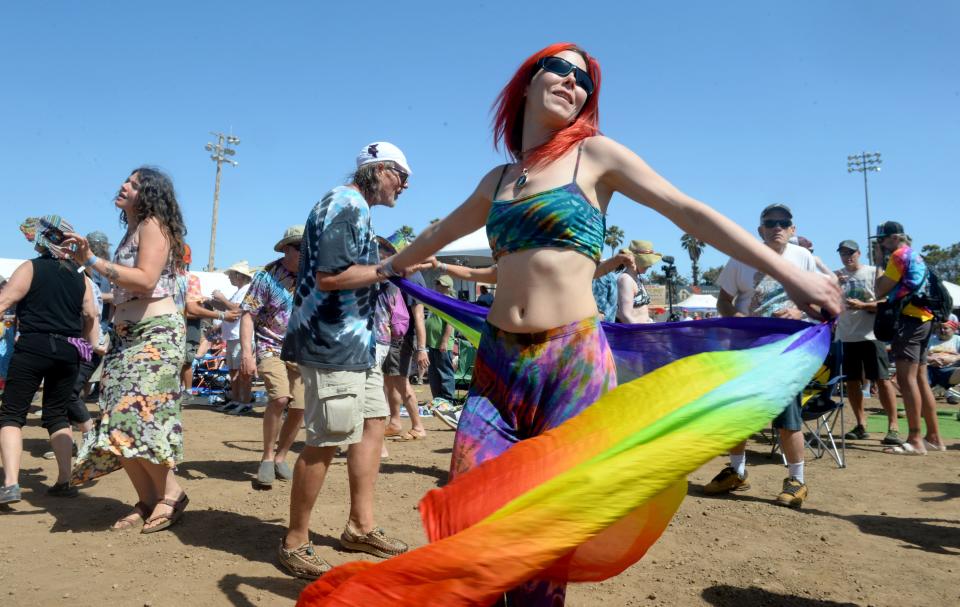 Cyria Rose dances at the Skull & Roses festival that honors the Grateful Dead in 2022. This year's festival was canceled by organizers nine days before it was set to start.