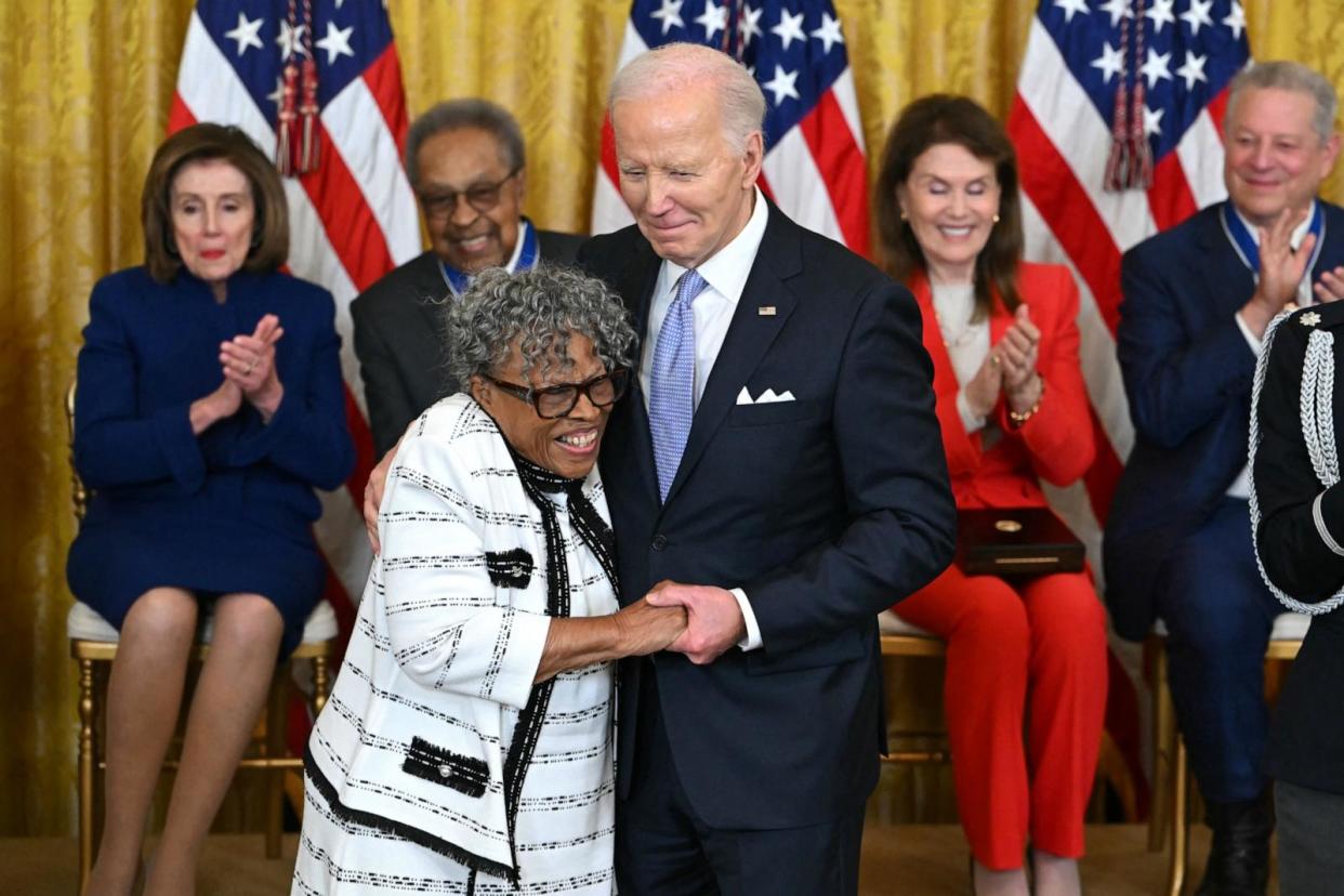 PHOTO: President Joe Biden presents the Presidential Medal of Freedom to retired teacher and activist Opal Lee in the East Room of the White House, May 3, 2024.  (Andrew Caballero-Reynolds/AFP via Getty Images)