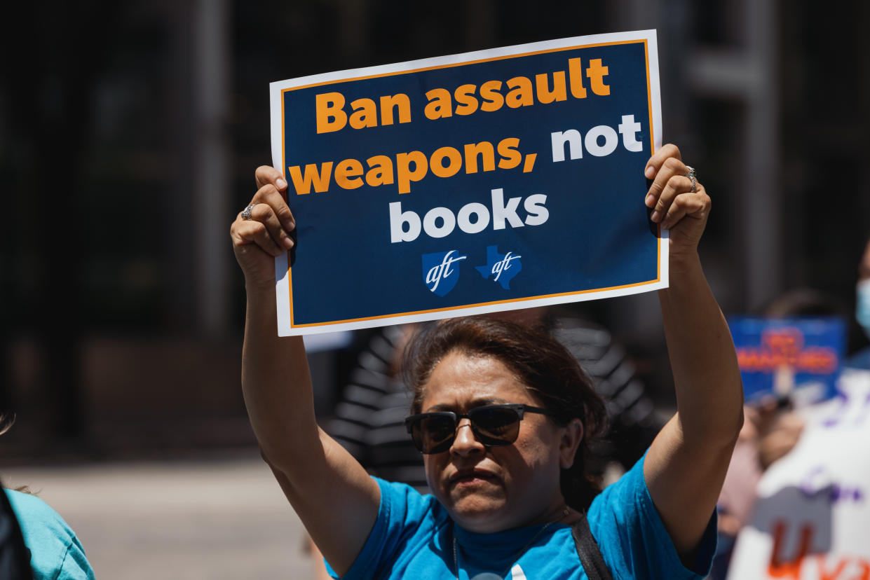 Teachers For Gun Legislation March Towards Senator Cruz's Office