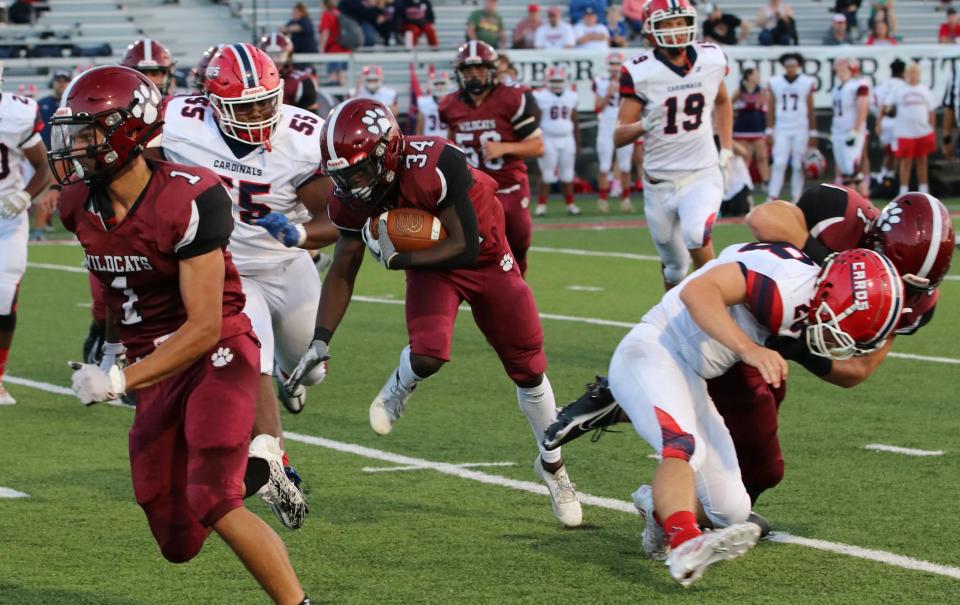 Thomas Worthington's Francis Brewu (55) pursues Newark's Parry Edman during their game Sept. 8.