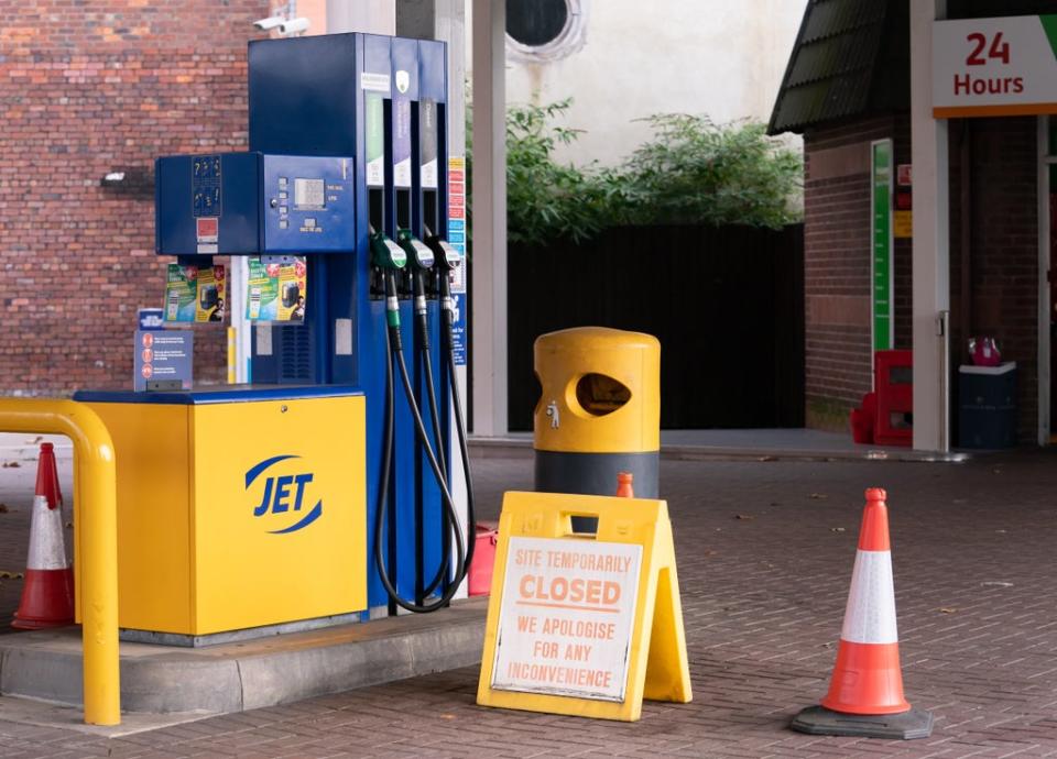 A closed sign on the forecourt of a petrol station in Leeds (Danny Lawson/PA) (PA Wire)