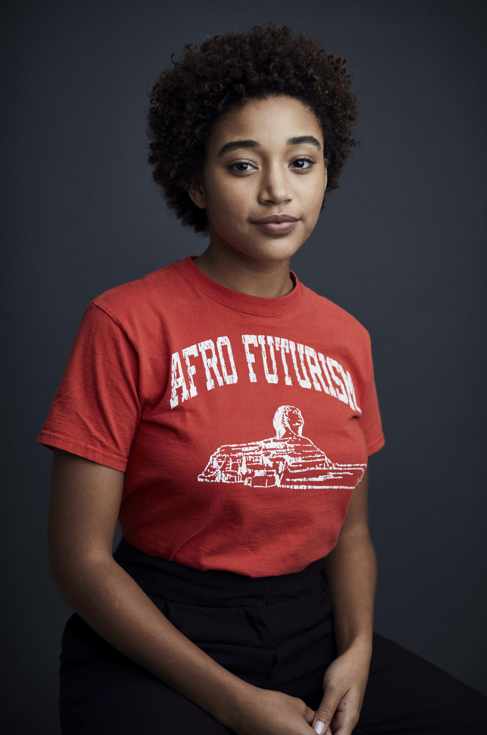 This Sept. 28, 2018 photo shows Amandla Stenberg during a portrait session in New York to promote her film, "The Hate U Give." (Photo by Matt Licari/Invision/AP)