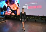 <p>The singer and actor wore a Versace leather skirt suit to the LA Screening For Netflix's Living Undocumented which she produced, in October 2019.</p>