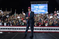 President Donald Trump arrives for a campaign rally at Miami-Opa-locka Executive Airport, Monday, Nov. 2, 2020, in Opa-locka, Fla. (AP Photo/Evan Vucci)