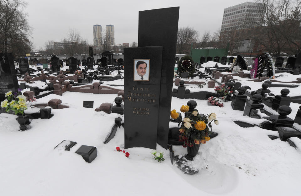 The grave of Russian lawyer Sergei Magnitsky in Moscow