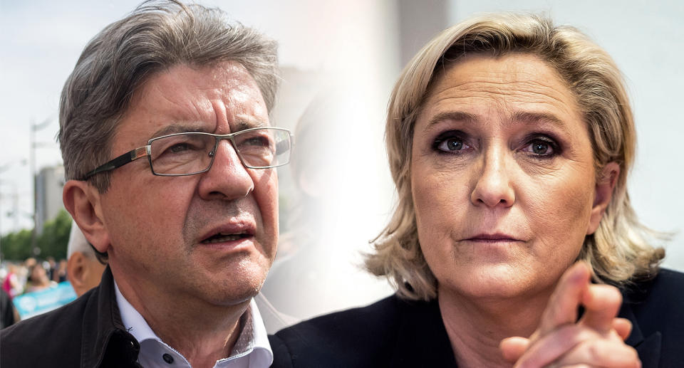 Jean-Luc Mélenchon and Marine Le Pen. (Photos: Julien Mattia/NurPhoto via Getty Images, Philippe Huguen/AFP/Getty Images)