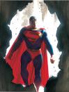 Alex Ross, who paints his comic book characters, started depicting Superman in 1993. He also made the emblem quite big and the man quite bulky.