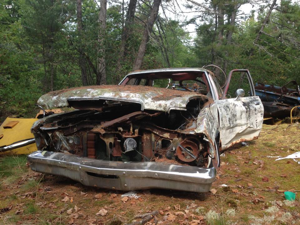 rusted car broken junkyard