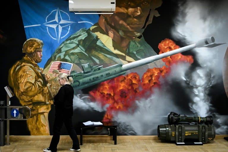 'NATO. A chronicle of cruelty' opened at Moscow's Museum of Contemporary Russian History last month (AFP/Kirill KUDRYAVTSEV)