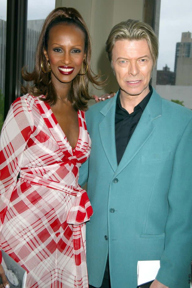 Iman, David Bowie during The Film Society of Lincoln Center Gala Tribute to Susan Sarandon at Avery Fisher Hall Lincoln Center in New York, New York, United States. (Photo by Sylvain Gaboury/FilmMagic) (Photo: Sylvain Gaboury via Getty Images)