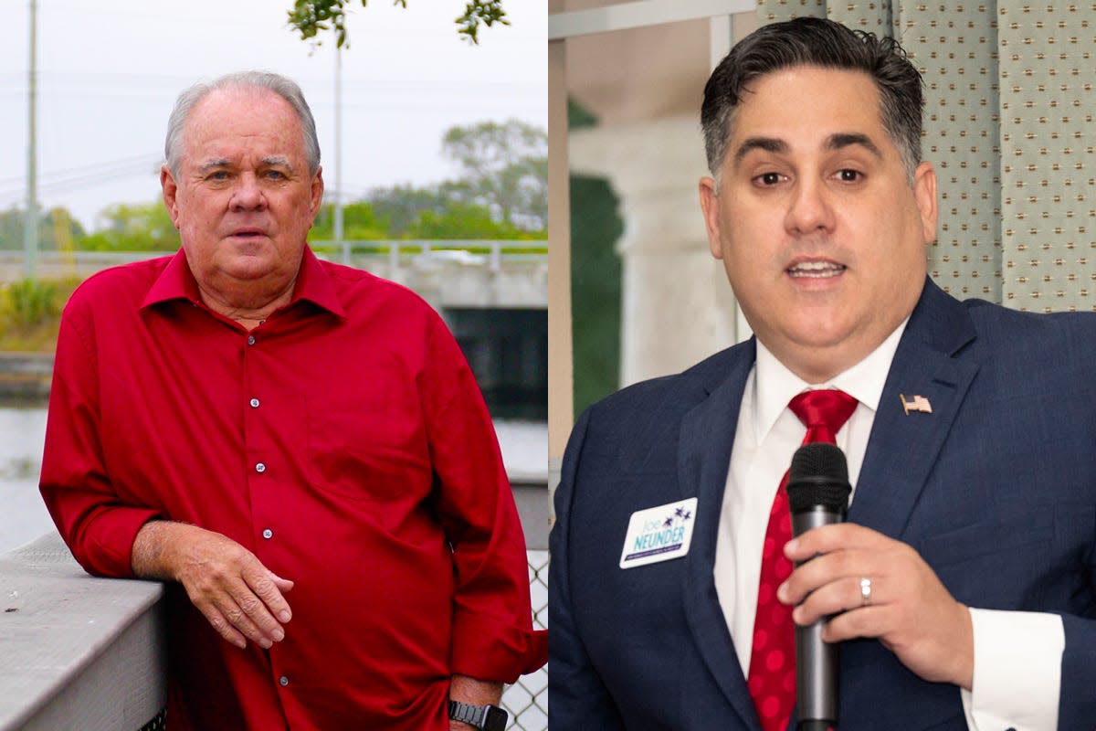 Sarasota County Commission District 4 Republican primary candidates Mark Hawkins and Joe Neunder.