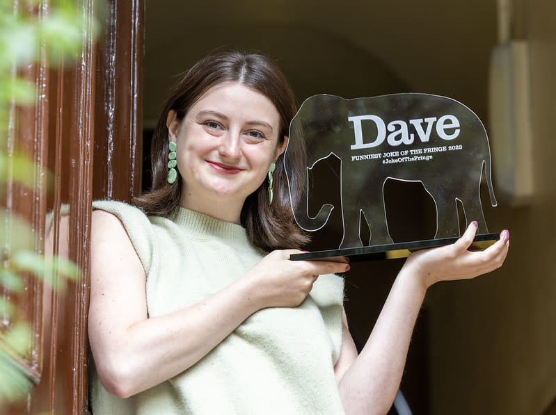 Comedian Lorna Rose-Treen with her award (Robert Perry/PA)