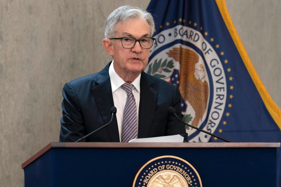 Federal Reserve Board Chair Jerome Powell speaks during the Inaugural Conference on the International Roles of the U.S. Dollar at Federal Reserve Board Building, in Washington, Friday, June 17, 2022. (AP Photo/Jose Luis Magana)
