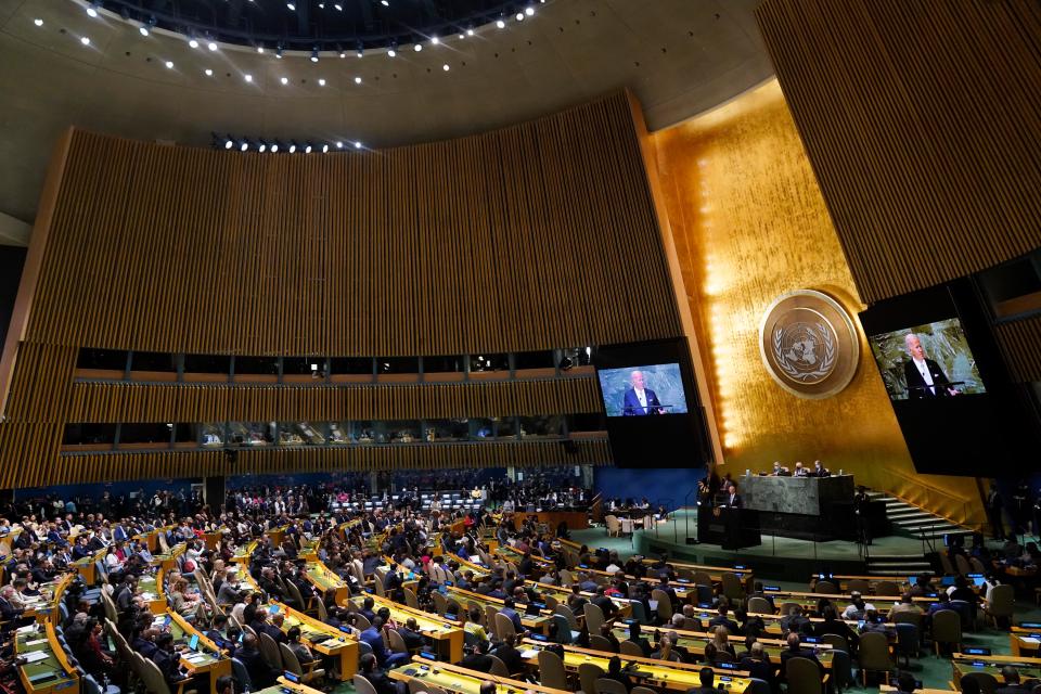 File photo of Joe Biden addressing UN General Assembly in September (Evan Vucci/AP)