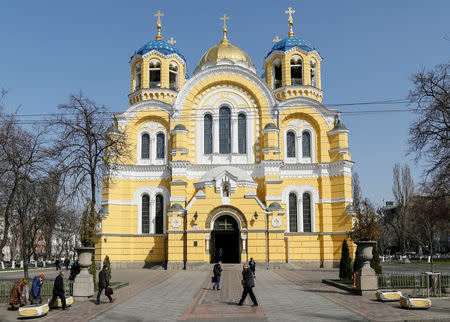 FILE PHOTO: A general view shows the Volodymyrsky Cathedral in central Kiev, Ukraine, April 4, 2016. REUTERS/Gleb Garanich/File Photo