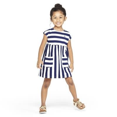 Toddler Girls' Striped Sleeveless Crewneck Knit Dress