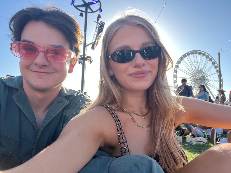 the writer and a friend at Coachella