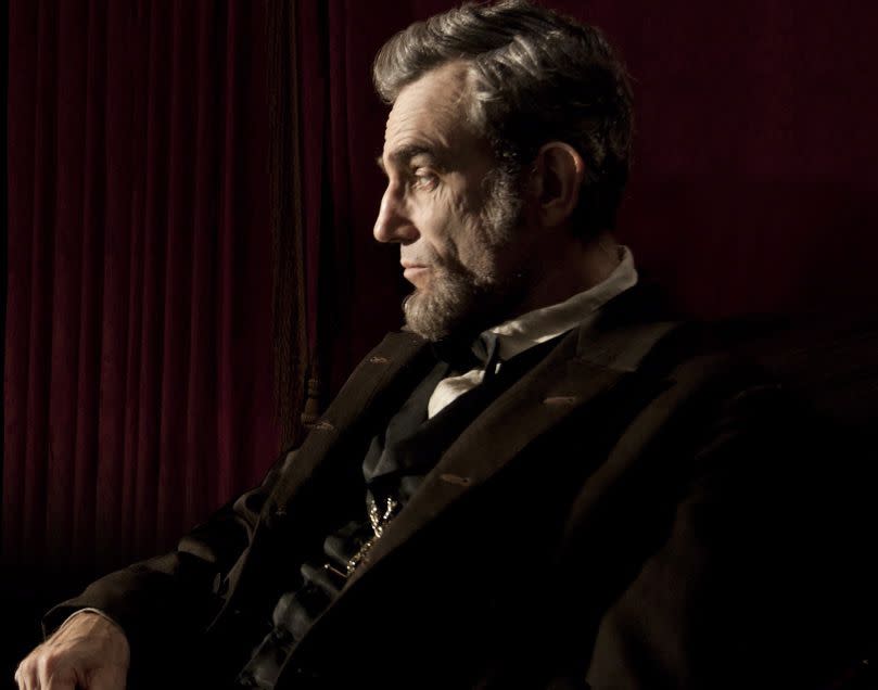 After four score and seven weeks or so of speculation since Daniel Day Lewis landed the title role in 'Lincoln,' DreamWorks presented the first image of the actor as the 16th President. In a portrait shot, the 55-year-old actor - seen in profile in a gray beard and a presidential brown suit - seems a dead ringer for Abraham Lincoln.