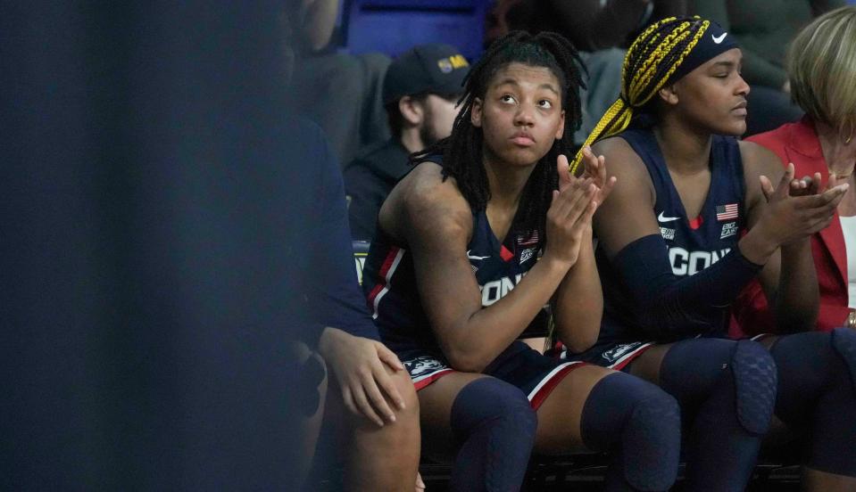 UConn Huskies guard KK Arnold (2), from Germantown, Wis., seen during the first half of their game against Marquette Golden Eagles Tuesday, Jan. 23, 2024, at the Al McGuire Center in Milwaukee. Ebony Cox / Milwaukee Journal Sentinel