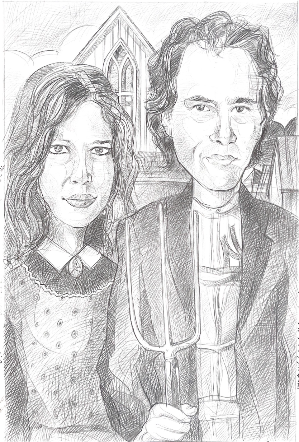 In 2000, before columnists Rekha Basu and Rob Borsellino left Des Moines for a year, Register illustrator Mark Marturello drew this "American Gothic" sendup for them. Basu's final column as a Register staffer was published today after 30 years with the newspaper as an editorial writer and opinion columnist.