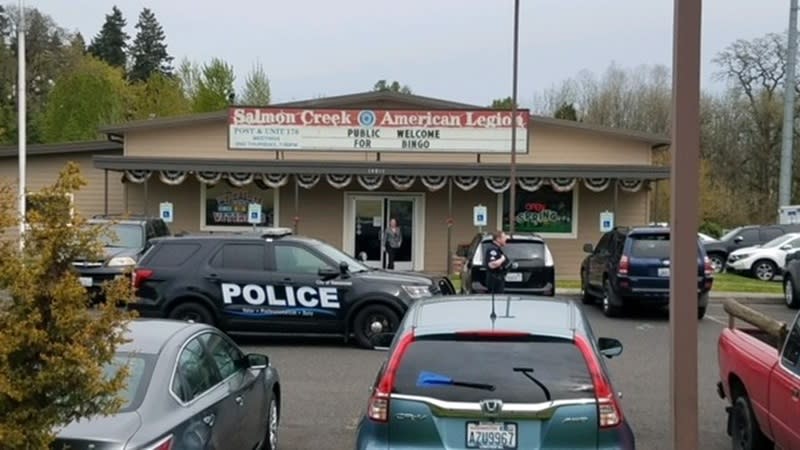 A deputy-involved shooting left a suspected carjacker dead inside the American Legion in Salmon Creek, April 13, 2024 (KOIN)