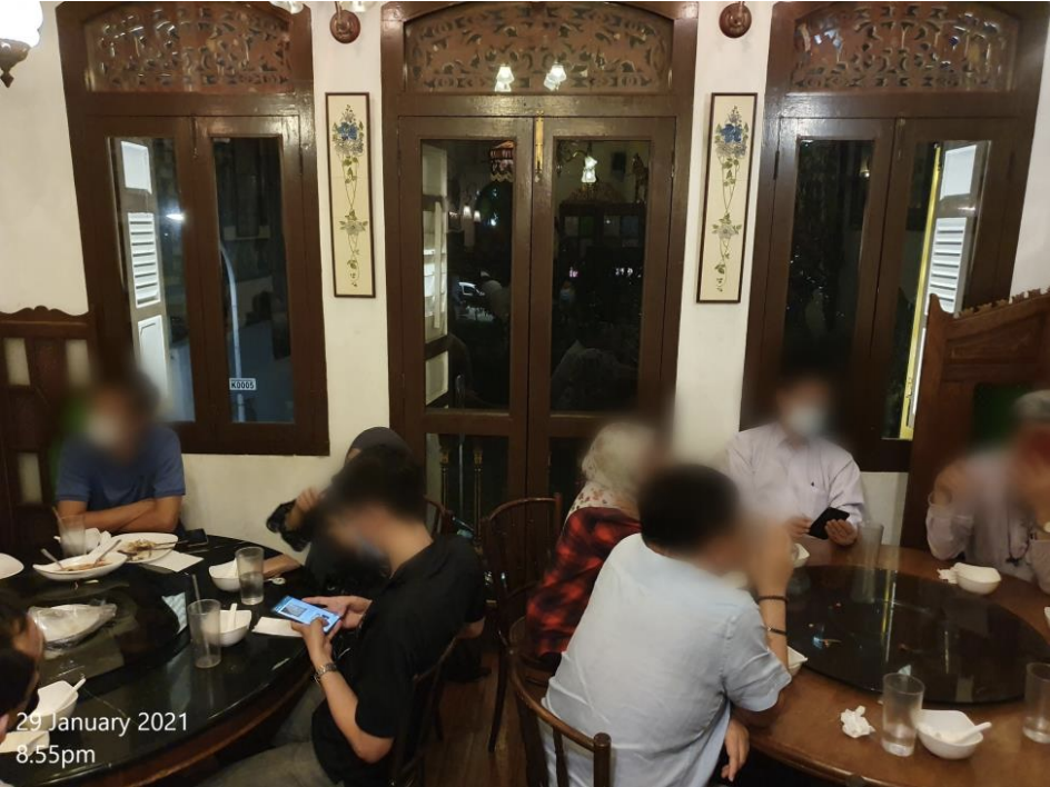 Bumbu at 44 Kandahar Street was found to have a group of 14 diners split across two tables at 8.55pm on 29 January 2021. (PHOTO: Urban Redevelopment Authority)