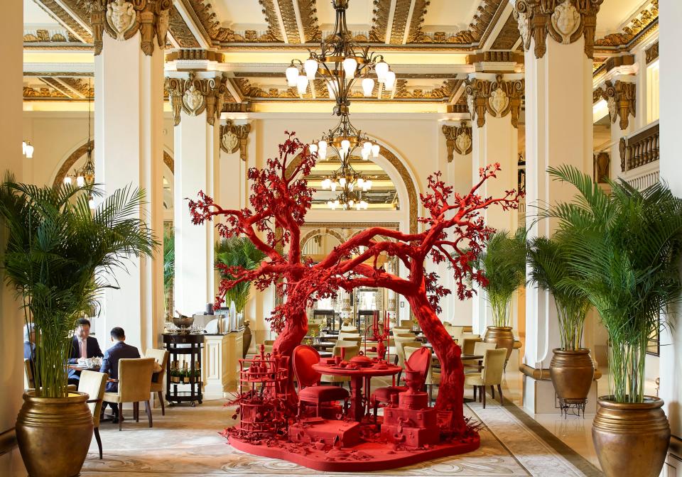 Timothy Paul Myers’s Alizarin, in the lobby of the Peninsula Hong Kong, part of “Art in Resonance.”