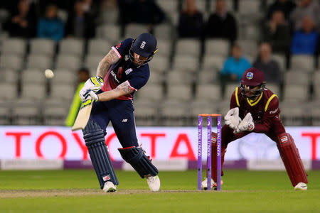 Cricket - England vs West Indies - First One Day International - Emirates Old Trafford, Manchester, Britain - September 19, 2017 England's Jonny Bairstow hits the winning runs Action Images via Reuters/Jason Cairnduff