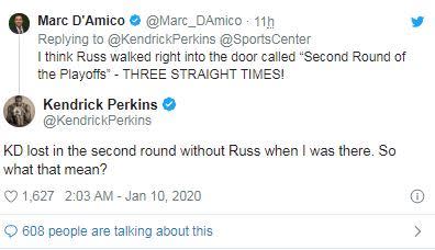 Perkins在推特上回應D’Amico。（圖／翻攝自推特）