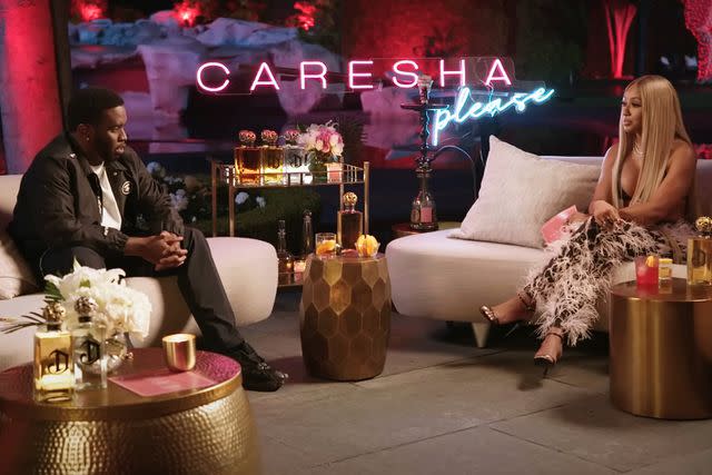 <p>REVOLT/YouTube</p> Diddy and Yung Miami film 'Caresha Please' Season 1