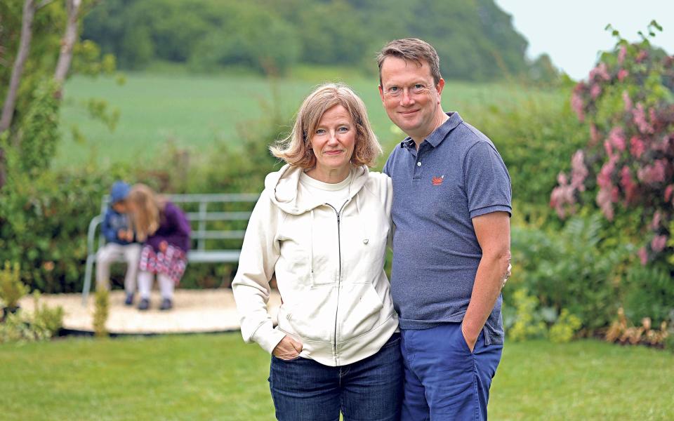 ‘Monumental moment’: Chris, pictured with Helen and their children, had no doubts he was making the right decision - John Lawrence