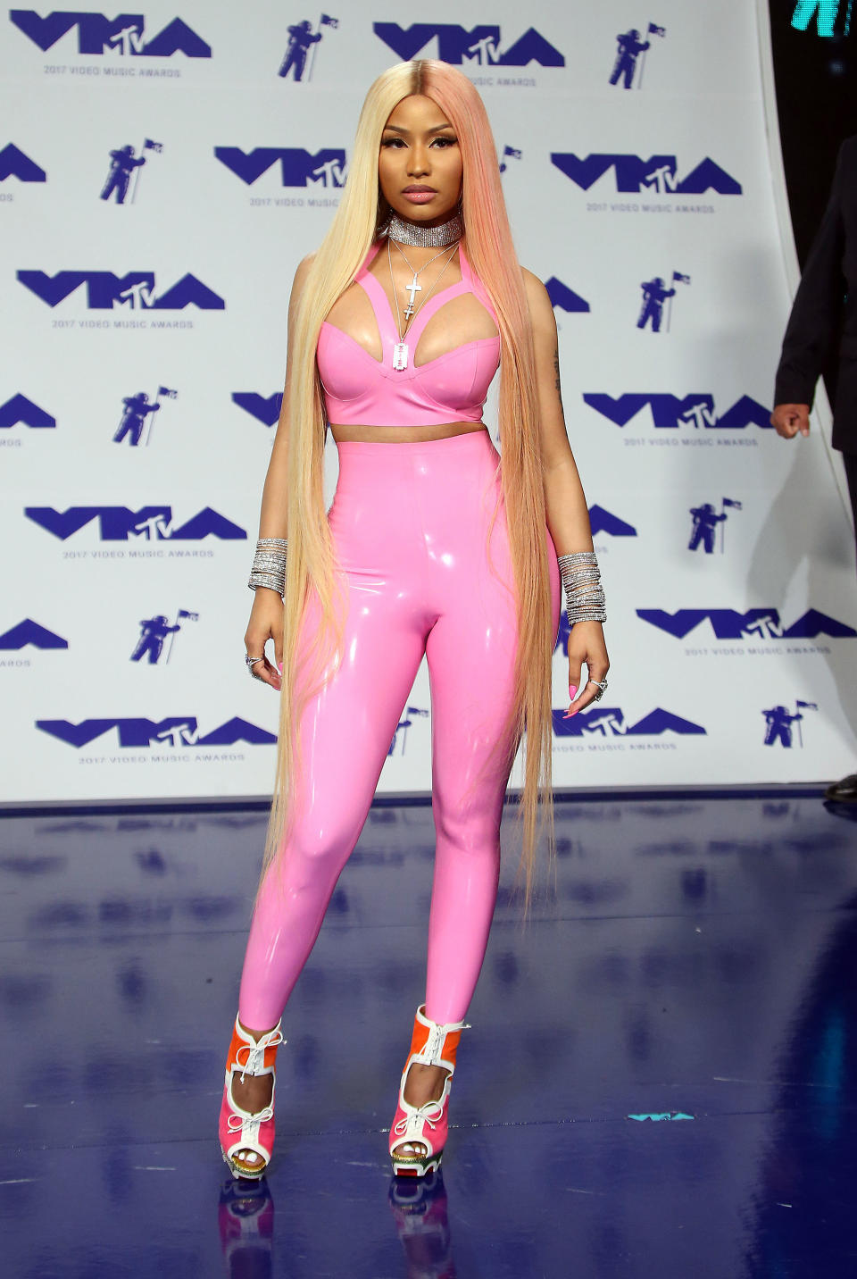 27 August 2017 - Los Angeles, California - Nicki Minaj. 2017 MTV Video Music Awards held at The Forum. Photo Credit: F. Sadou/AdMedia Newscom/(Mega Agency TagID: admphotostwo398434.jpg) [Photo via Mega Agency]