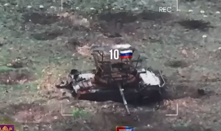 Destroyed Russian Tank In Donetsk Oblast