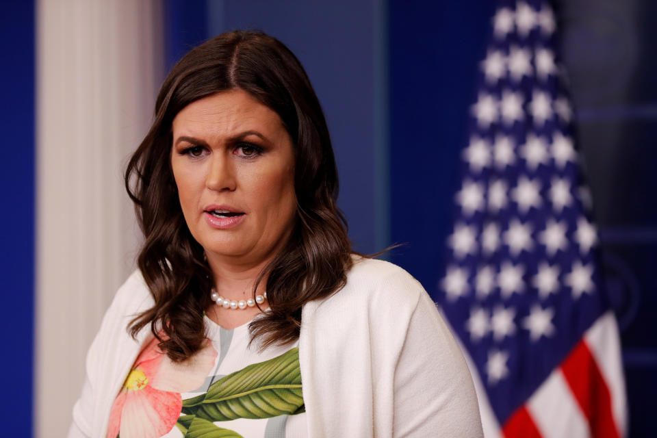 Sarah Huckabee Sanders has clarified that&nbsp;her statements about Trump's female accusers are not her own. (Photo: Jonathan Ernst / Reuters)