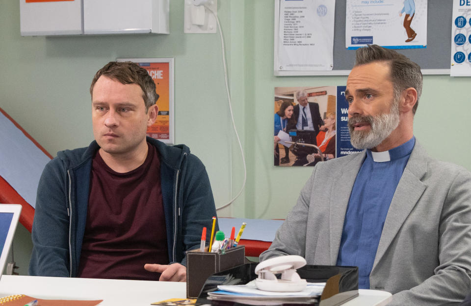 FROM ITV

STRICT EMBARGO - No Use Before Tuesday 23rd May 2023

Coronation Street - Ep 10968

Wednesday 31st May 2023

Paul Foreman [PETER ASH] reveals that today heâ€™ll find out if heâ€™s suitable for Tofersen treatment. Billy Mayhew [DANIEL BROCKLEBANK] accompanies Paul to his appointment with the MND specialist 

Picture contact - David.crook@itv.com

Photographer - Danielle Baguley

This photograph is (C) ITV and can only be reproduced for editorial purposes directly in connection with the programme or event mentioned above, or ITV plc. This photograph must not be manipulated [excluding basic cropping] in a manner which alters the visual appearance of the person photographed deemed detrimental or inappropriate by ITV plc Picture Desk. This photograph must not be syndicated to any other company, publication or website, or permanently archived, without the express written permission of ITV Picture Desk. Full Terms and conditions are available on the website www.itv.com/presscentre/itvpictures/terms
