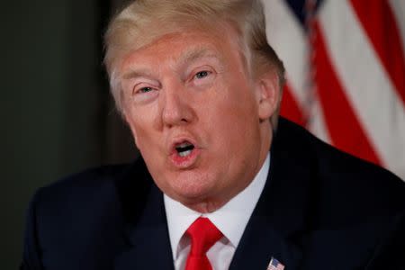 U.S. President Donald Trump delivers remarks on opioid addiction and North Korea to reporters at Trump's golf estate in Bedminster, New Jersey, U.S., August 8, 2017. REUTERS/Jonathan Ernst