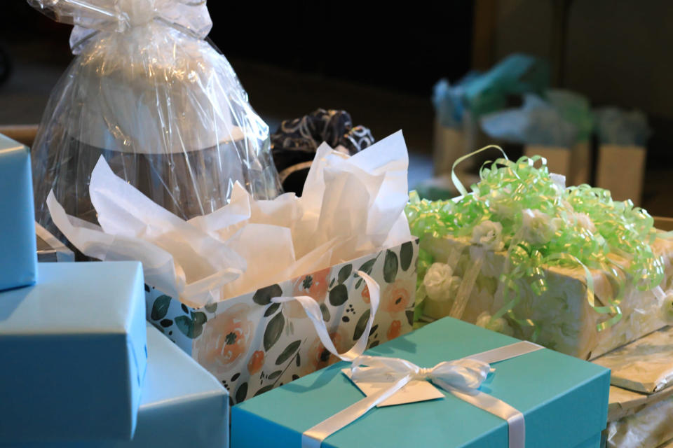 Wedding presents on a table